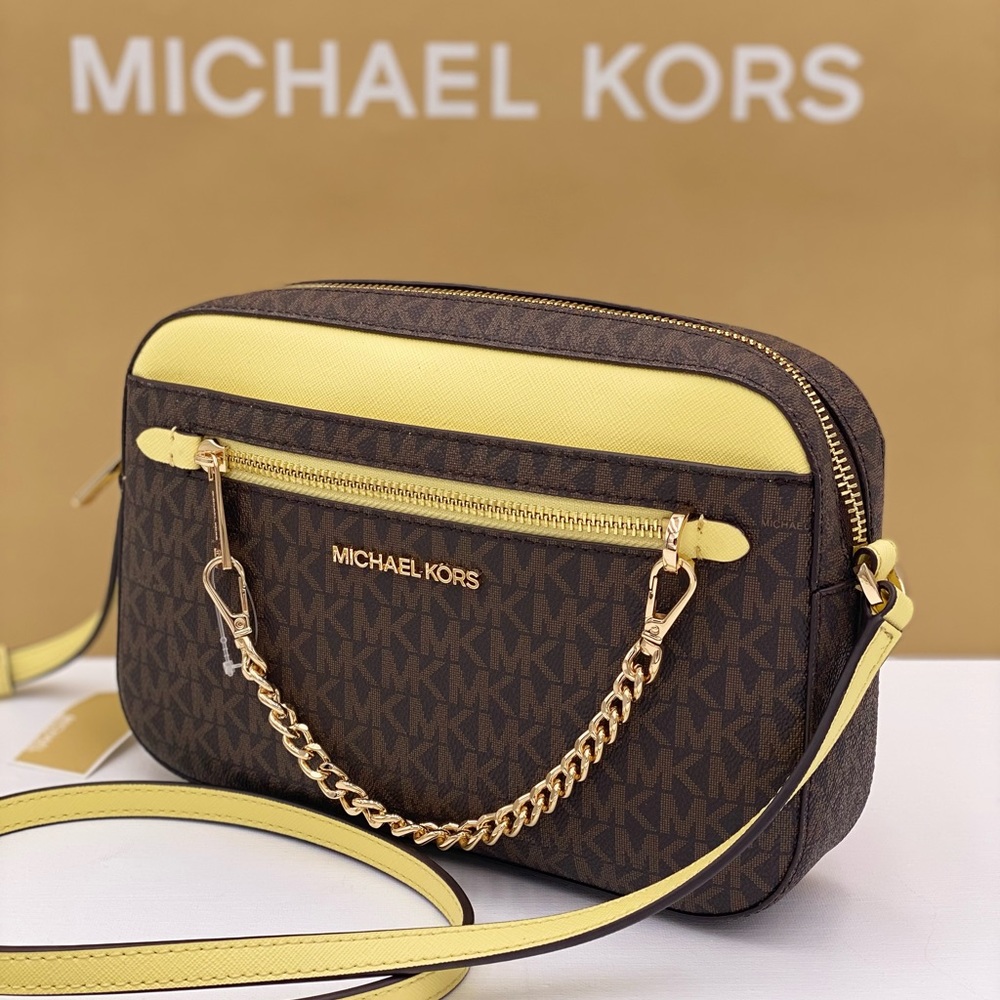 Michael Kors JSI EW Zip Chain Crossbody Buttercup - Picture 1 of 10